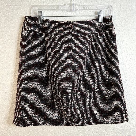 LOFT Boucle Tweed Mini Skirt Womens Size 8 Burgundy Gray Cream NWT Moto Zippers - Picture 6 of 7
